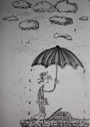 Alte Dame mit Regenschirm